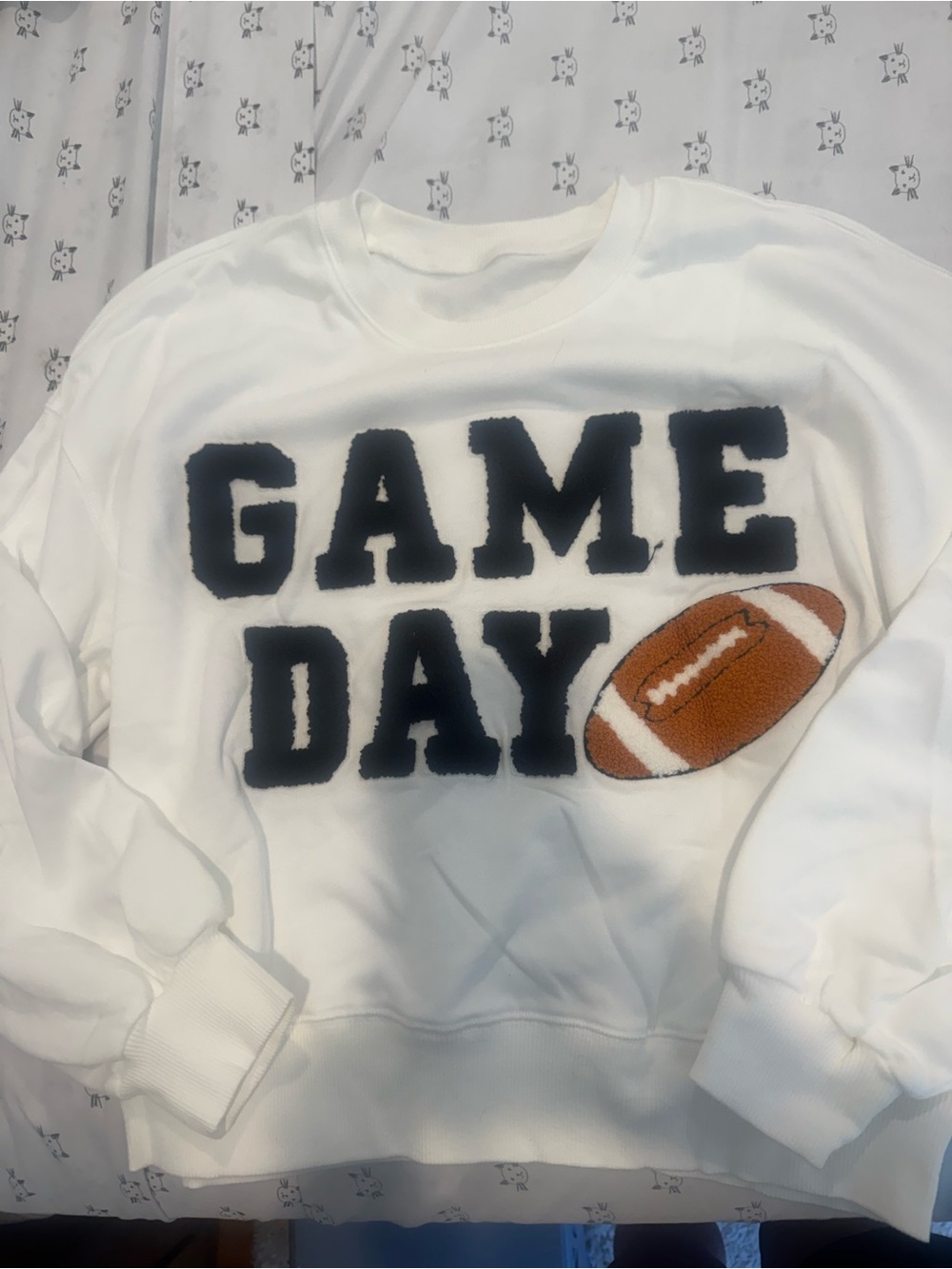Game Day White Sweatshirt with Football Graphic